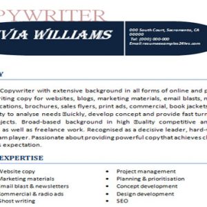 Copywriter resume sample